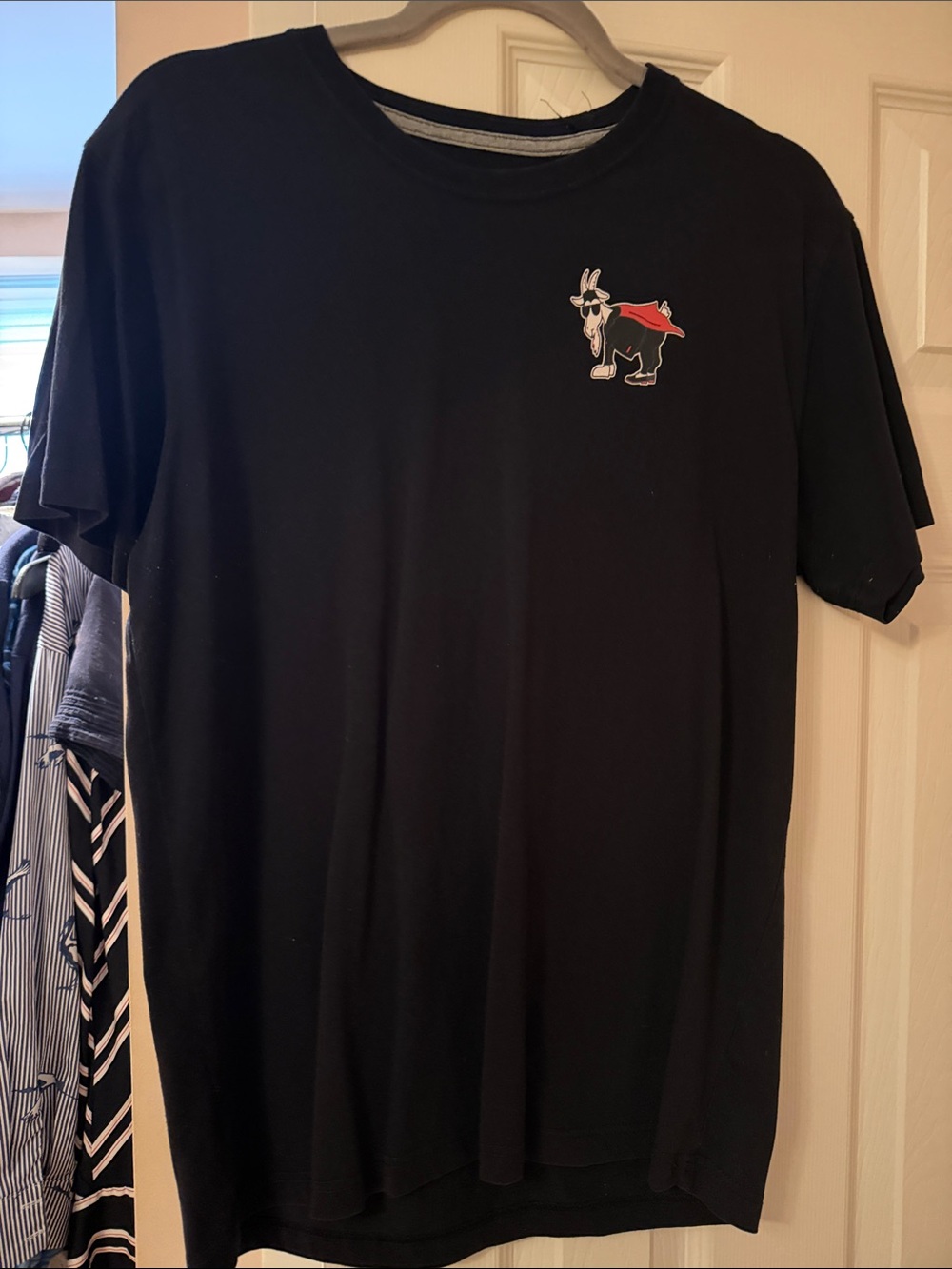 Goat Black Short-Sleeve Crewneck T-Shirt with Small Goat Patch